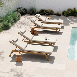 เก้าอี้อาบแดดไม้สัก ดีไซน์หรูหรา สำหรับกลางแจ้ง ชายหาด  พร้อมเบาะโฟมแห้งเร็ว สำหรับสระว่ายน้ำ - Product Image 2