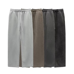 Street Dry Winter Fashion Brand Vintage Washing Cotton Velvet Sanding Mid Heavyweight Drawstring Straight Pants Men's Jogger - Product Image 2