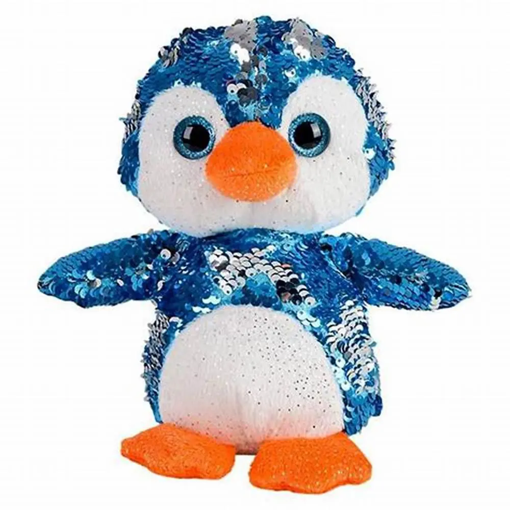 Hot sale custom Sequin Plush Penguin Adorable Stuffed Animal Reversible Sequins Blue to Silver
