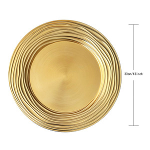 Plato Decorativo Moderno de 13 Pulgadas con Líneas Doradas, Bandeja de Plástico para Mesa de Comedor, Plato Base para Bodas, Restaurantes, Hogares <span class=keywords><strong>y</strong></span> Hoteles - Product Image 4