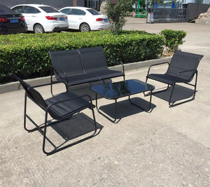 Uplion KD Ensemble de mobilier de jardin moderne 4pcs avec table en métal pour salle à manger Park Hall Workshop - Product Image 3