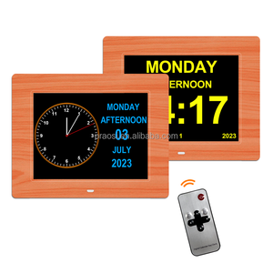 Pros Table Stand Wall Hang 8 "LCD Grand Affichage Alzheimer <span class=keywords><strong>Bois</strong></span> Perte De Mémoire Démence Calendrier Numérique Horloge Avec Alarme De Médicament - Product Image 1