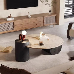 Mobili moderni e durevoli per la casa tonda in legno tavolino di lusso e tavolino per soggiorno appartamento - Product Image 2