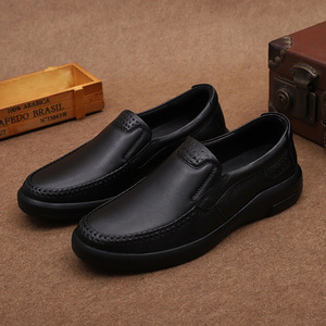 <b>Men</b> Genuine Leather Loafers Round Toe <b>Slip</b> <b>On</b> Breathable Walking <b>Shoes</b> - Product Image 1