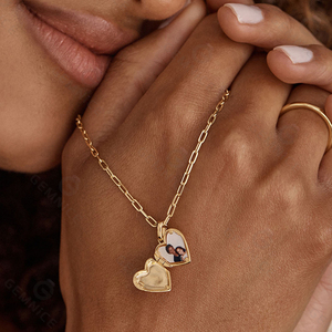 Gemnel 925 Sterling bạc tùy chỉnh hình ảnh 18K vàng mạ Zircon tim Lotus mề đay Mặt dây chuyền - Product Image 2