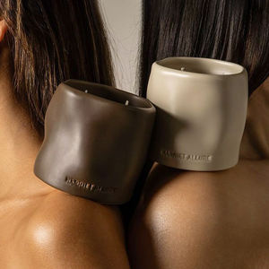 Venta al por mayor nuevo diseño cera de soja personalizado minimalista vela de cerámica tarro creatividad vela de cerámica avanzada para Caf - Product Image 3