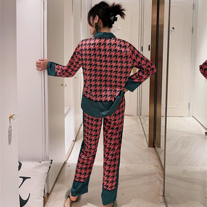 Primavera nuevo camisón de mujer de seda helada verano fino manga larga solapa traje de <span class=keywords><strong>noche</strong></span> Mil Pájaros caso estampado moda ropa de casa Pijamas - Product Image 5