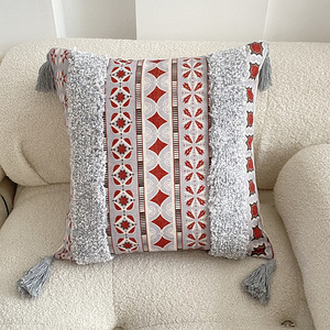 Cuscino stampato in lino con ciuffo in stile floreale bohémien comodino decorativo del divano della <span class=keywords><strong>casa</strong></span> con Design a forma di animale e croce - Product Image 6