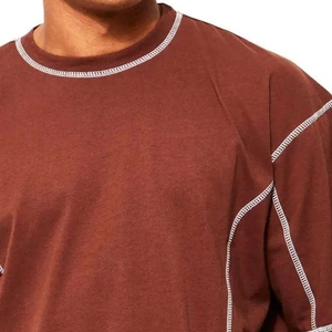 T-<span class=keywords><strong>shirt</strong></span> surdimensionné en coton 100% OEM T-<span class=keywords><strong>shirt</strong></span> vierge personnalisé avec coutures contrastées T-<span class=keywords><strong>shirt</strong></span> coupé et cousu pour hommes - Product Image 5