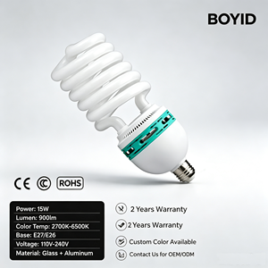 Ampoule spirale <span class=keywords><strong>CFL</strong></span> E27 Boyid à économie d'énergie, 3500K blanc chaud, ampoules électroniques intelligentes - Product Image 1