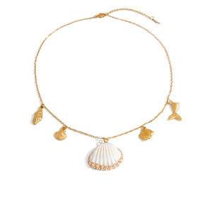 Collar con colgante de corazón de acero inoxidable, chapado en oro de 18 quilates, serie Ocean, cadena de clavícula con conchas marinas, para mujer, regalo. - Product Image 5