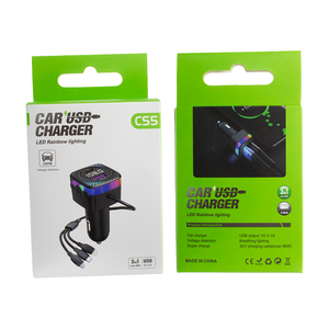 66W xe <span class=keywords><strong>MP3</strong></span> <span class=keywords><strong>Player</strong></span> một kéo Ba siêu nhanh sạc cáp sạc xe hơi với LED cầu vồng chiếu sáng - Product Image 6