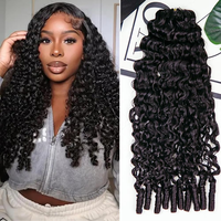 Cheveux humains ondulés naturels pour crochet, Cheveux humains pour crochet à nœuds miracle, Tresses pré-bouclées pour crochet, Lots de cheveux humains bouclés birmans pour crochet