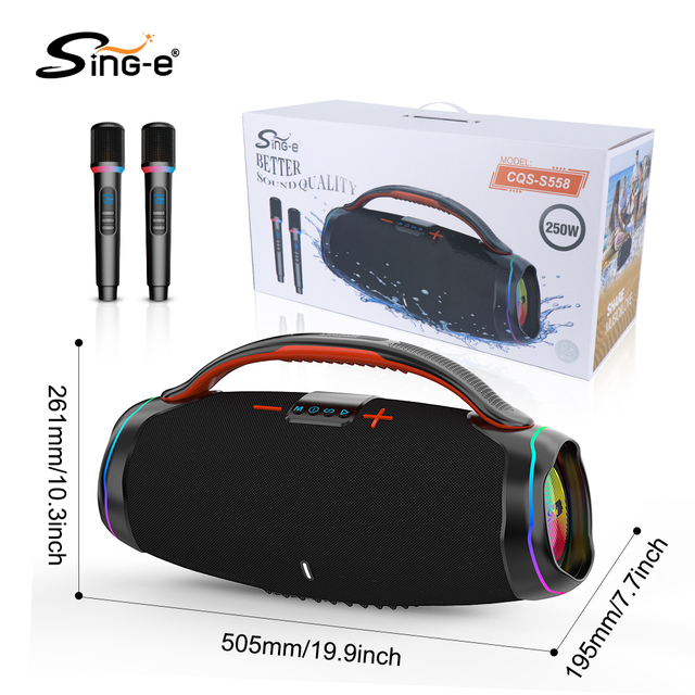 SING-E CQS-S558 Outdoor USB/AUX/TF Card 250W HIGH POWER High Professional Karaoke Speakers