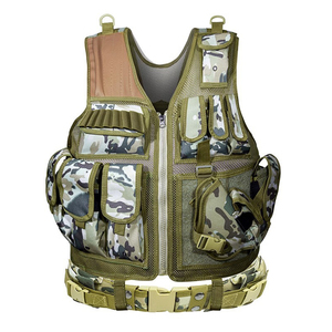 Gilet tactique utilitaire réglable pour le rangement d'équipement extérieur avec ceinture détachable et triple pochette pour chargeurs - Product Image 2
