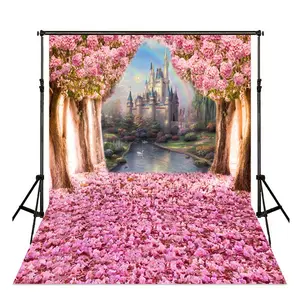 3D Design Rose And Cherry Blossoms Theme Background Paper Washable Tapestry Hanging Cloth For Background Decor