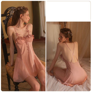 Camisón Sexy Elegante de Alta Calidad para Mujer, Falda Transparente de Encaje, Bonito Vestido Sexy con Lazo - Product Image 5