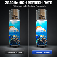 Vitrine d'affichage LED personnalisée multi-matériaux, écran LED cylindrique vertical, cadre en acrylique, métal et verre pour la vente au détail, les expositions et les musées