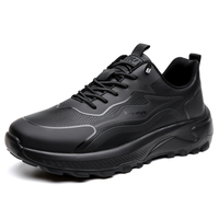 Chaussures de course décontractées pour hommes toutes saisons, empeigne en cuir, fermeture à lacets pour un confort respirant