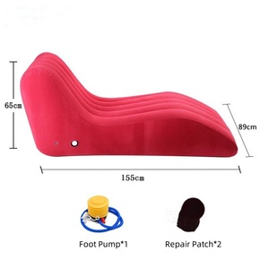 Canapé gonflable extensible en PVC 155*89*65 CM rouge et bleu avec pompe à pied - Product Image 3