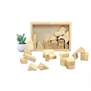 Wooden Building <b>Blocks</b> Set For Kids 2-4 Years Unisex Educational Toy Natural <b>Wood</b> Material Made in Vietnam - Product Image 1