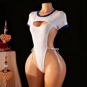 Lingerie bodysuit met verborgen sluiting en open kruis, uitgehold, strak, van polyester - Product Image 2
