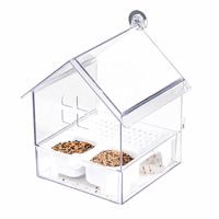 Mangeoire multifonctionnelle avec plateau amovible, récipient à nourriture, toit transparent anti-éclaboussures, remplissage facile, mangeoire pour oiseaux sans désordre