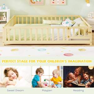 Camas de Madera Portátiles para Bebés al por Mayor, Cama Individual de Madera para Niños Pequeños, Protección Contra Caídas, Marco de Listones, Cama Montessori para el Suelo - Product Image 3