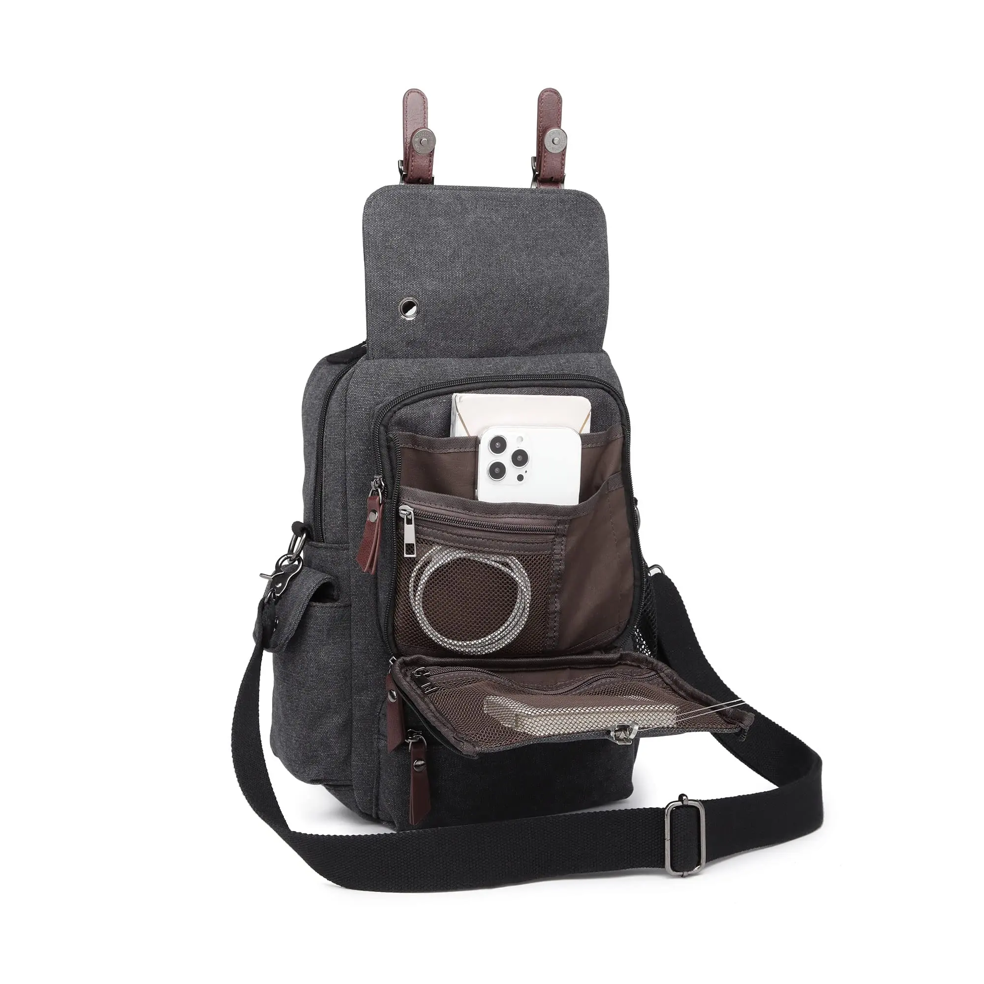 2023 Factory Wholesale Canvas Shoulder Bag Sling Backpack Mini Crossbody Travel Satchel Bags For Men Women