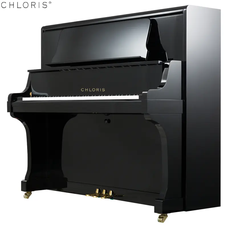 بيانو مستقيم HU-131 أسود اللون بتصميم شائع