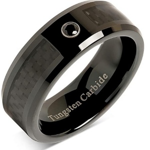 European and American Half <b>Ring</b> Inlaid Carbon Fiber <b>Ring</b> Blue Zircon Unisex <b>Ring</b> Popular Accessory Custom Wholesale - Product Image 3
