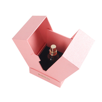 Boîte cadeau en carton rigide magnétique personnalisée rose à double porte, estampage or, laminage mat, soin de la peau, sérum cosmétique