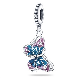 Vente en gros de pendentifs en argent 925 avec des papillons bleus et roses qui brillent dans le noir, perles pour bracelet et <span class=keywords><strong>collier</strong></span>, bijoux pour femmes, cadeau - Product Image 6