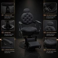 Fauteuil de Barbier Hydraulique Professionnel Pivotant à 360 Degrés et Inclinable en Cuir PU – Mobilier de Soin Masculin pour Salon de Coiffure