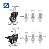 Vente directe usine – Roulettes contemporaines en acier doré diamanté de 1,5/2 pouces pour meubles, avec double roulement et roue en PU à visser
