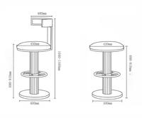 Tabouret de bar pivotant moderne en cuir de luxe léger avec dossier en métal pour hôtel et salon