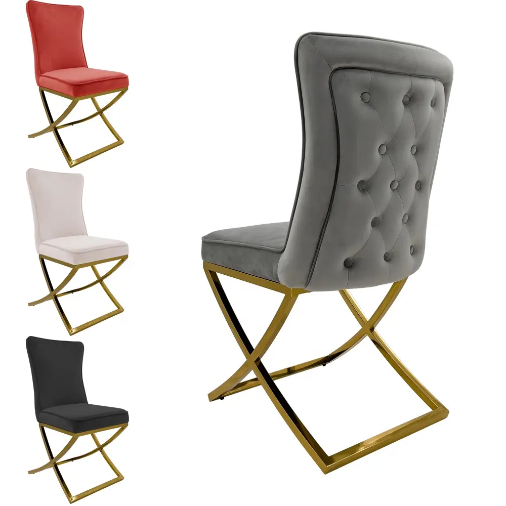 Kim loại chân ghế phòng ăn ghế sang trọng nhung đồ nội thất nhà bàn ăn vải vàng thép không gỉ hiện đại thoải mái