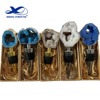 Bouchons de vin en cristal de pierres précieuses naturelles plaquées or/argent de luxe Bouchon de bouteille de vin en pierre avec boîte de vente au détail