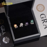 Boucles d'oreilles clous en moissanite multicolore rose, argent 925, certificat GRA, 0,5 ct, 1 ct, classiques, vente en gros