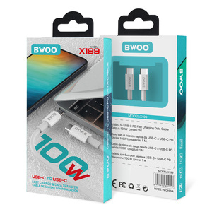 Câbles USB Type C BWOO <span class=keywords><strong>Nouveau</strong></span> Design 3.0 TPE Tissu Chargeurs Rapides Personnalisés 5A PD 240W USB C vers USB C pour <span class=keywords><strong>iPhone</strong></span> - Product Image 6