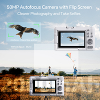 Caméra de vlogging Jarvis 4K 50MP WiFi avec autofocus, lumière LED, écran rotatif à 180° de 3 pouces, zoom 18X, photographie
