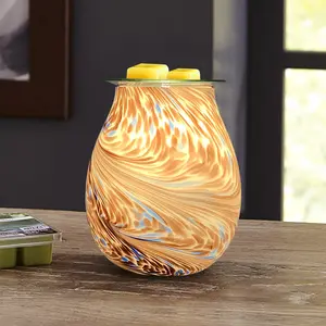 Unique Bulb Heating Glass Sand Flow Pattern Wax Warmer Electronic Aroma Wax Melt Warmer Bulk