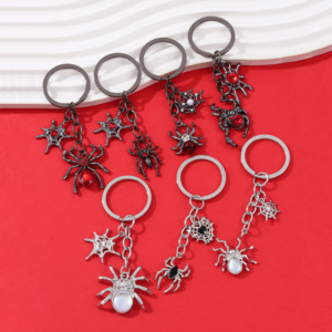 พวงกุญแจเคลือบลายใยแมงมุมสุดสร้างสรรค์ ซีรีส์ Chaton Inlay สไตล์นีโอโกธิคสุดแปลกตา ของตกแต่งกระเป๋าเป้สะพายหลังสำหรับ<span class=keywords><strong>เพื่อน</strong></span> ของขวัญแฮนด์เมด - Product Image 1