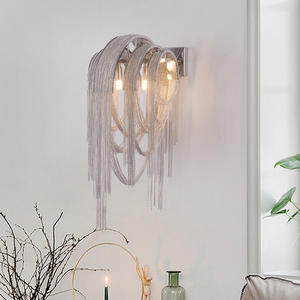 MEEROSEE <span class=keywords><strong>Italia</strong></span> Eclairage mural à pompons avec chaîne en aluminium Lampe murale pour hôtel Salon Chambre à coucher Support de lumière Appliques murales MD83101 - Product Image 6