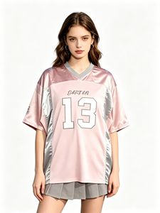 T-shirt d'été numérique pour <span class=keywords><strong>femme</strong></span> à <span class=keywords><strong>manches</strong></span> <span class=keywords><strong>courtes</strong></span> avec dentelle, col en V, rayé, coupe ajustée sexy, crop top, design tenue de football - Product Image 3