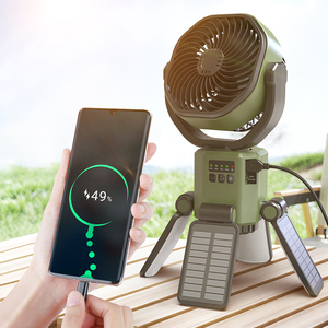 Portable Camping Fan F6611 with Solar Engine <b>Rechargeable</b> Ceiling Fan with <b>Light</b> Foldable Oscillating 4 Wind Speed Brushless - Product Image 6