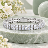 Chaîne tennis classique en argent sterling 925 avec double rangée de zircone cubique de 3,5 mm, bijoux unisexes en gros