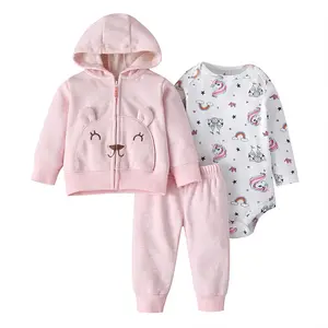 Qualität Baumwolle Boutique niedlichen Winter Neugeborenen Baby Mädchen Kleidung Set 3 Stück OEM Kinder kleidung