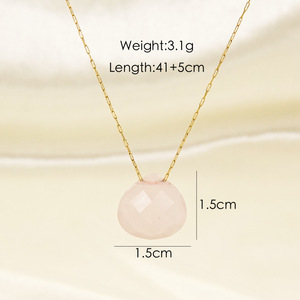จี้คริสตัลทรงหยดน้ำแบบคลาสสิกสไตล์คริสเตียนใหม่ กันน้ำ ชุบทอง 18k บนสแตนเลสสตีล พร้อมหินบำบัด - Product Image 5