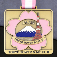 Médaille souvenir de Tokyo personnalisée, écologique, imprimée UV, en métal 3D, avec la Tour de Tokyo et le Mont Fuji, médaille commémorative